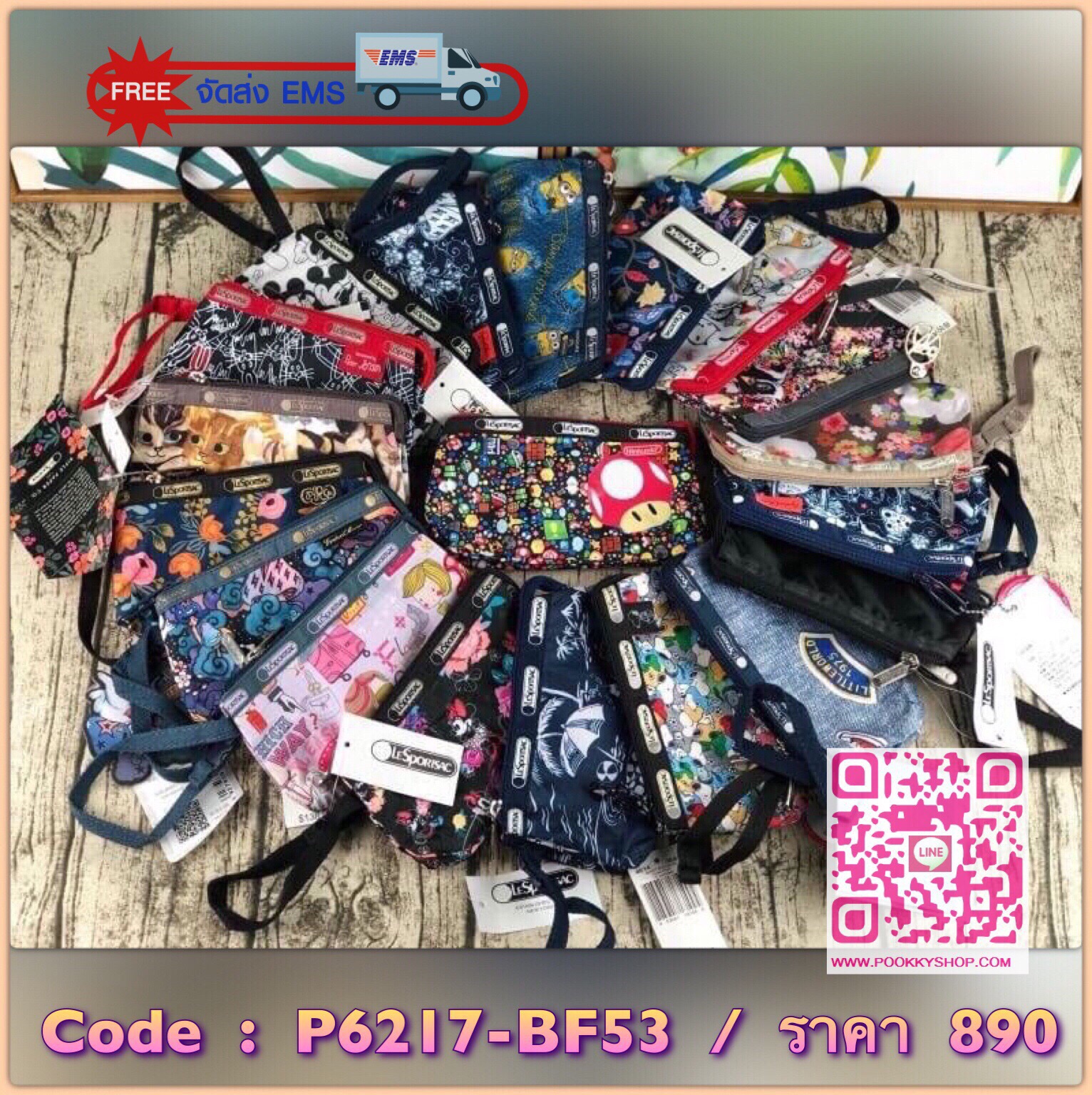 NEW!! LESPORTSAC MINI WRISTLET BAG กระเป๋าคล้องมือใบน่ารัก วัสดุโพลีเอสเตอร์กันละอองน้ำได้ มีลวดลายให้เลือกเยอะมากถึง 19 ลายเลยค่ะ รุ่นนี้ตรงสายคล้องมือจะมีตัวล็อกเปิดปิดได้ ตัวกระเป๋าแบ่งเป็น 3 ช่อง เปิดปิดด้วยซิป ใส่ iPhone plus ได้พอดีเด๊ะเลยค๊า น้ำหนั