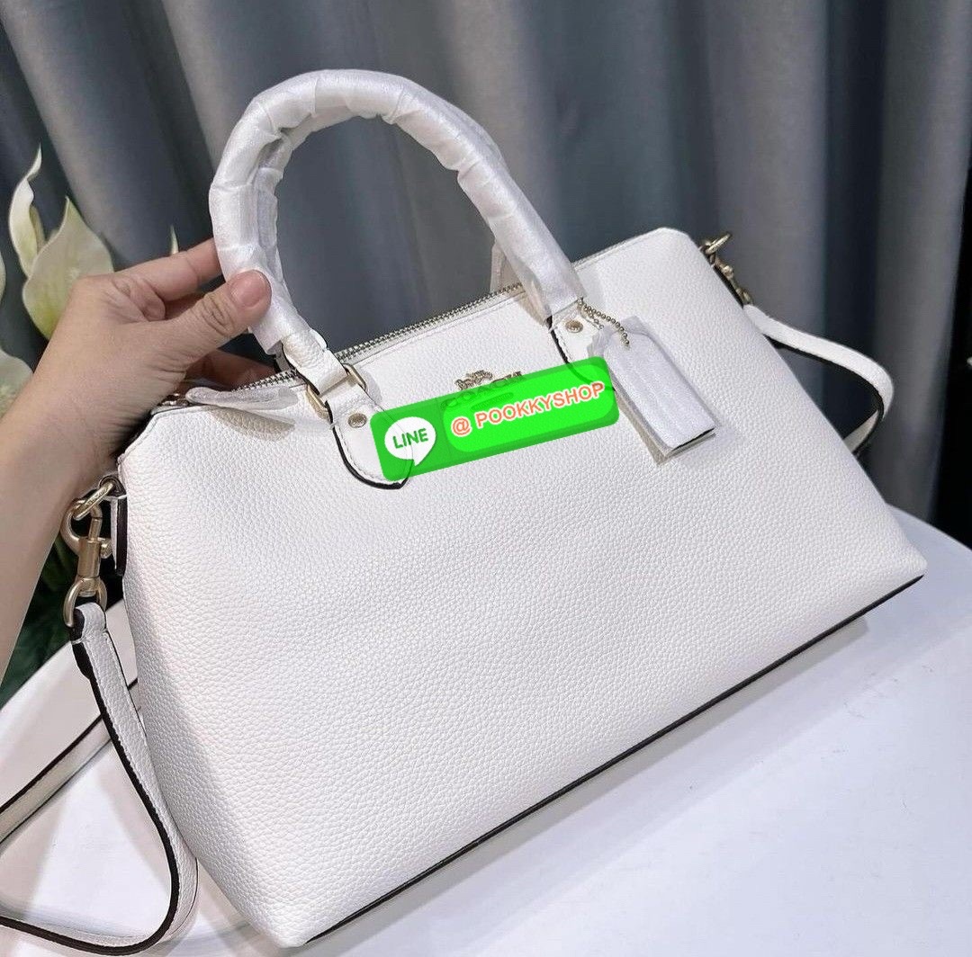 COACH CR157 GEORGIA SATCHEL IN SIGNATURE CANVAS GOLD/KHAKI SADDLE 2 COACH STYLE # CR157 | Signature coated canvas and smooth leather | Inside multifunction pocket | Zip-top closure, fabric lining | Handles with