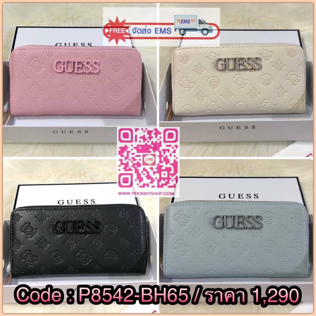 GUESS WOMEN'S LONG WALLET กระเป๋าสตางค์ใบยาว สวยมากค่ะ เปิดปิดด้วยซิป ด้านหน้าประดับโลโก้แบรนด์ ด้านหลังมีช่องซิป หัวซิปแบรนด์ทุกจุด ภายในมีช่องใส่ธนบัตรแบงก์พัน ช่องซิปกลางและช่องใส่บัตรหลายช่องสวยน่าใช้ทุกสีค่ะ มาพร้อมกล่องกระดาษแบรนด์และถุงผ้ามอบเ