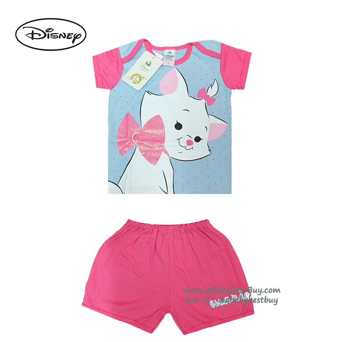 ชุดนอนเด็ก ชุดนอนเบบี้ Disney Marie เสื้อแขนสั้นสีฟ้า กางเกงขาสั้นสีชมพูสุดน่ารัก ดิสนีย์แท้ ลิขสิทธิ์แท้ (สำหรับเด็กอายุ 0-24 เดือน)