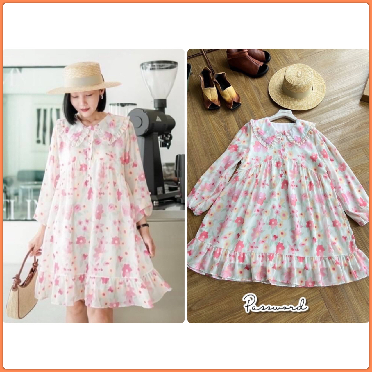 เดรสลายดอกไม้ ผาชีฟองนุ่มๆ คอปกระบาย ลายพาสเทลน่ารักมากค่า มีซับในนะคะ ใส่หน้าร้อนเย็นสบายชิล ๆ ค่ะ