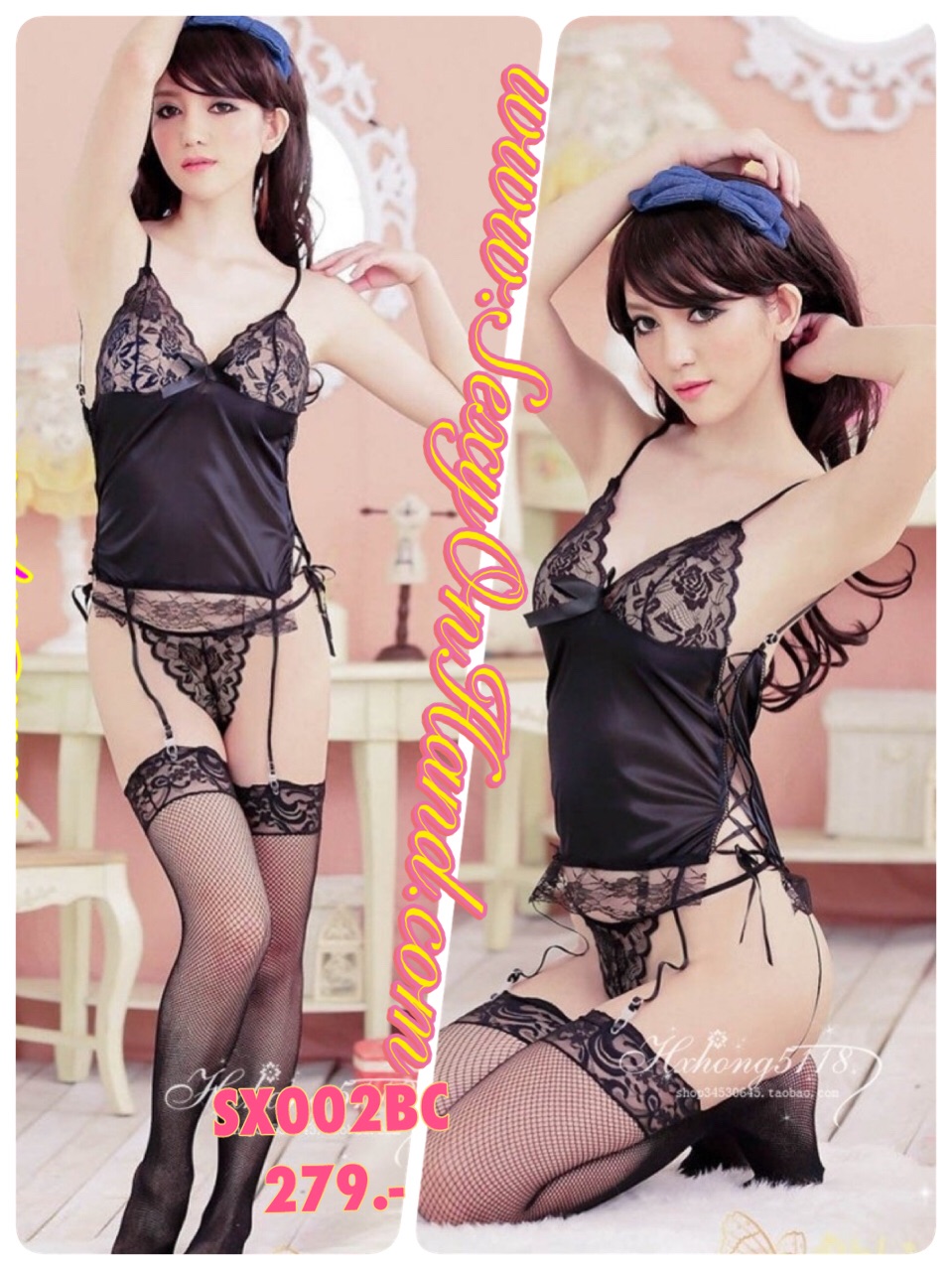 ชุดไสตล์คอร์เซ็ต สีดำ ลูกไม้ ผสมผ้าซาติน มีระบายลูกไม้สีดำที่ชาย ด้านข้างเพิ่มความเซ็กซี่ด้วยเชือกร้อย ทั้งสองด้าน สวยหรู เซ็กซี่คะ ขายส่ง ราคาถูกๆ เลยจ๊ะ