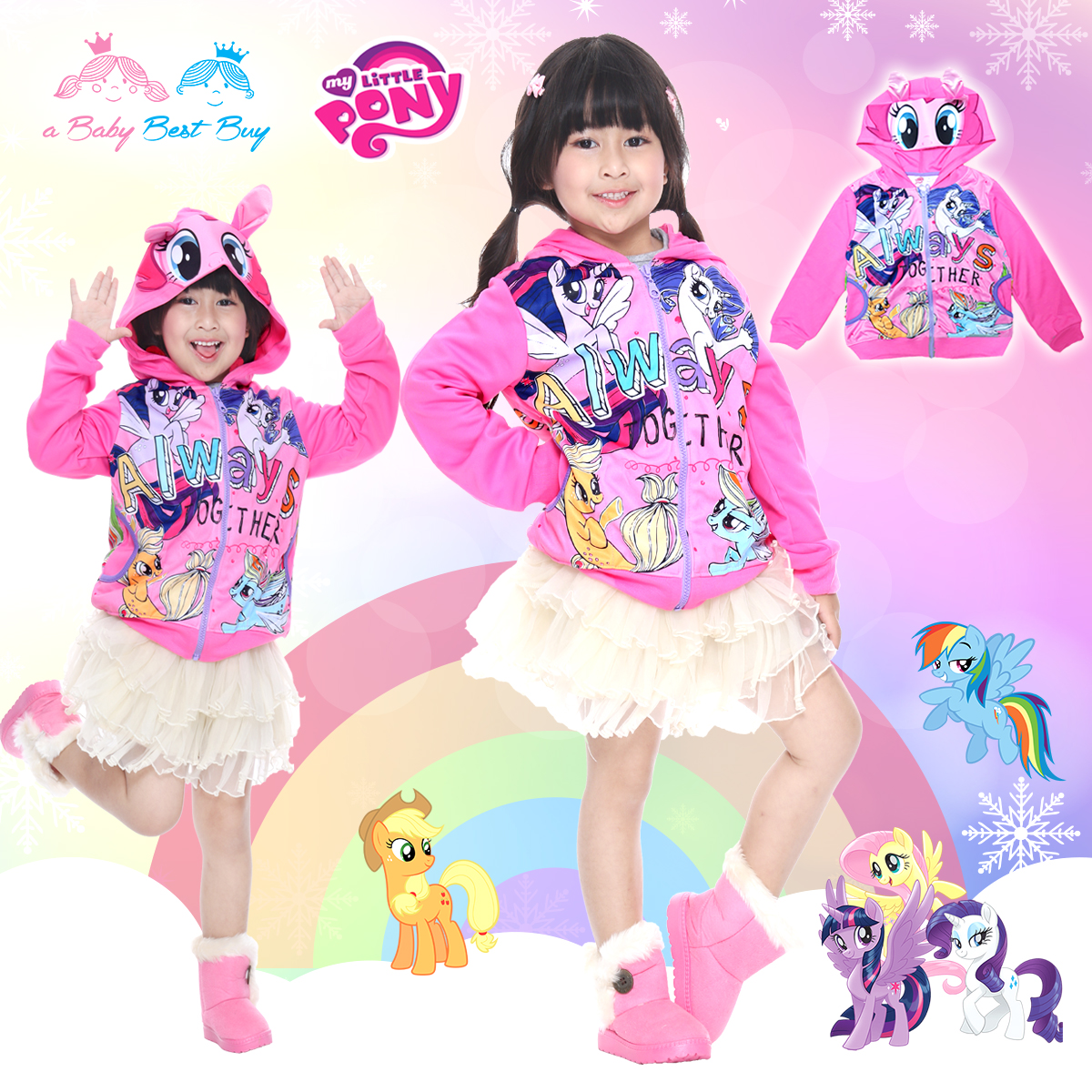 ฮ " (Size S-M-L-XL ) Jacket My Little Pony เสื้อแจ็คเก็ต เสื้อกันหนาว แขนยาว เด็กผู้หญิง สกรีนลายมายลิตเติ้ลโพนี่ รูดซิป มีหมวก(ฮู้ด) ใส่คลุมกันหนาว กันแดด ใส่สบาย ลิขสิทธิ์ฮาสโบแท้ โพนี่แท้