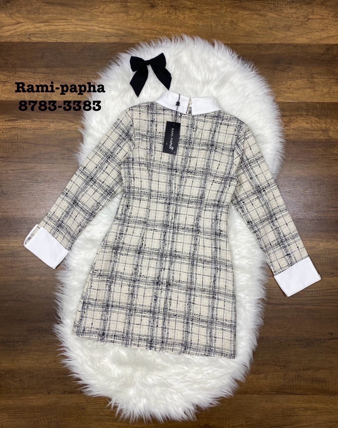 เดรสแฟชั่น เดรสคอปกเนื้อผ้าทวีตผสมดิ้นทองสวยหรูโดดเด่น เนื้อผ้าเกรดพรีเมี่ยม