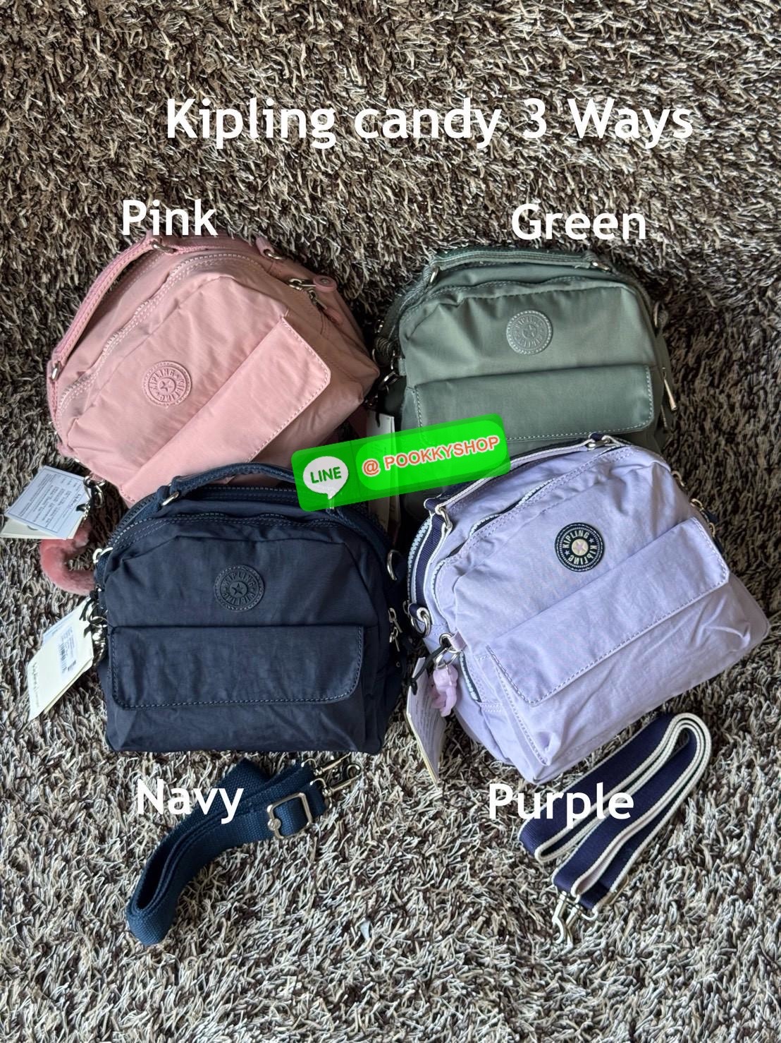 Kipling Candy 3 Ways กระเป๋าสไตล์มินิมอลล์ น้ำหนักเบาทำหลายสไตล์ ทั้งในแบบถือ สะพายพาดลำตัว หรือจะเป็นเป้ขนาดเล็กก็ได้ มีช่องซิปจัดระเบียบสิ่งของหลายช่อง ใส่สิ่งของจำเป็นได้ครบครัน