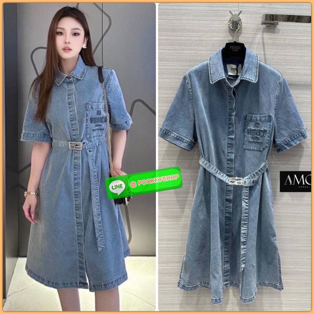 LONG MAXI DRESS FENDI DENIM ยีนส์แท้100เปอ งานไม่หนามาก ใส่สบาย มาพร้อมเข็มขัดผ้า ตัวนี้ ใส่ออกงาน ใส่ทำงาน ใส่เดินห้างชิวๆ บอกเลยว่า งานสวยม๊ากกก สวยหรู ดูแพงสุดๆ งานมีน้ำหนัก ผ้าอย่างดี น่ารักม๊ากก รุ่นนี้พิเศษมากกก รับรองว่าไม่ผิดหวังค่ะ ห้ามพลาดเลยน๊า
