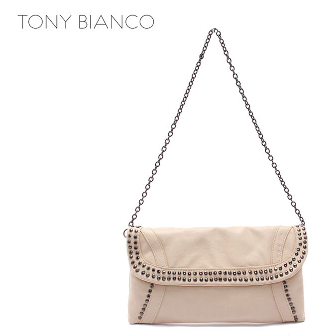 กระเป๋า Clutch มือ TONI BIANCO แบรนด์สุดหรูออสเตรเลีย สีครีม หนังหรูสุดนุ่ม สายโซ่ ถอดใส่ได้คะ