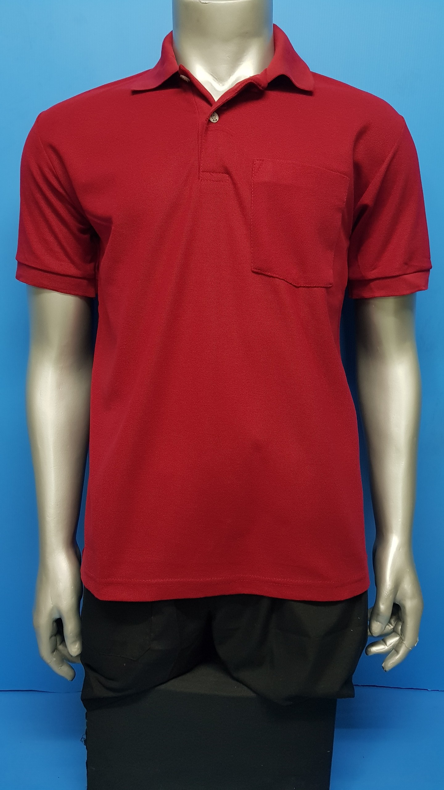 รหัส O33 : เสื้อยืดโปโลช่างสีแดงล้วน