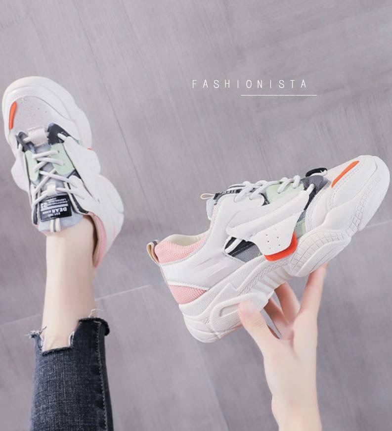 รองเท้าผ้าใบแฟชั่นสไตล์สปอร์ต วัสดุหนัง pu นุ่มขึ้นทรง ภายในบุฟูกนุ่มใส่สบาย