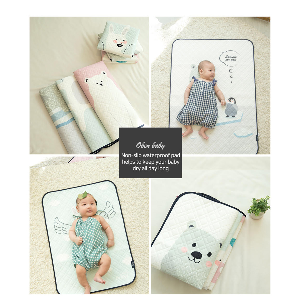 Oben Non-slip waterproof pad ผ้าปูรองที่นอนกันน้ำซิลิโคน สำหรับเด็ก กันน้ำ 100% ไม่ซึมเปื้อน Made in Korea