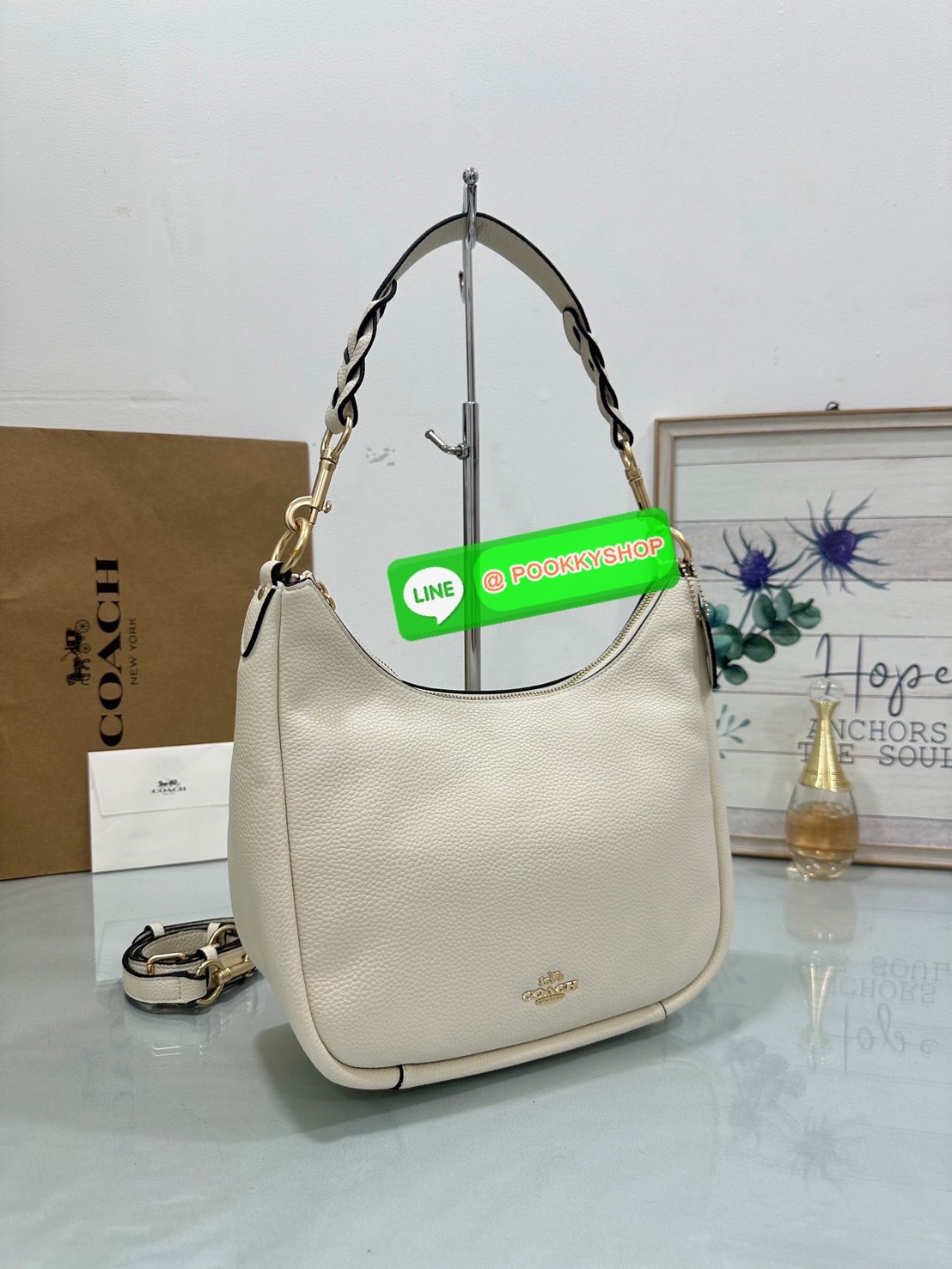 Coach C9190 Jules Hobo Shoulder Crossbody bag Refined pebble leather Inside zip and multifunction pockets Zip-top closure, fabric lining Detachable handle with 11" drop Outside zip pocket