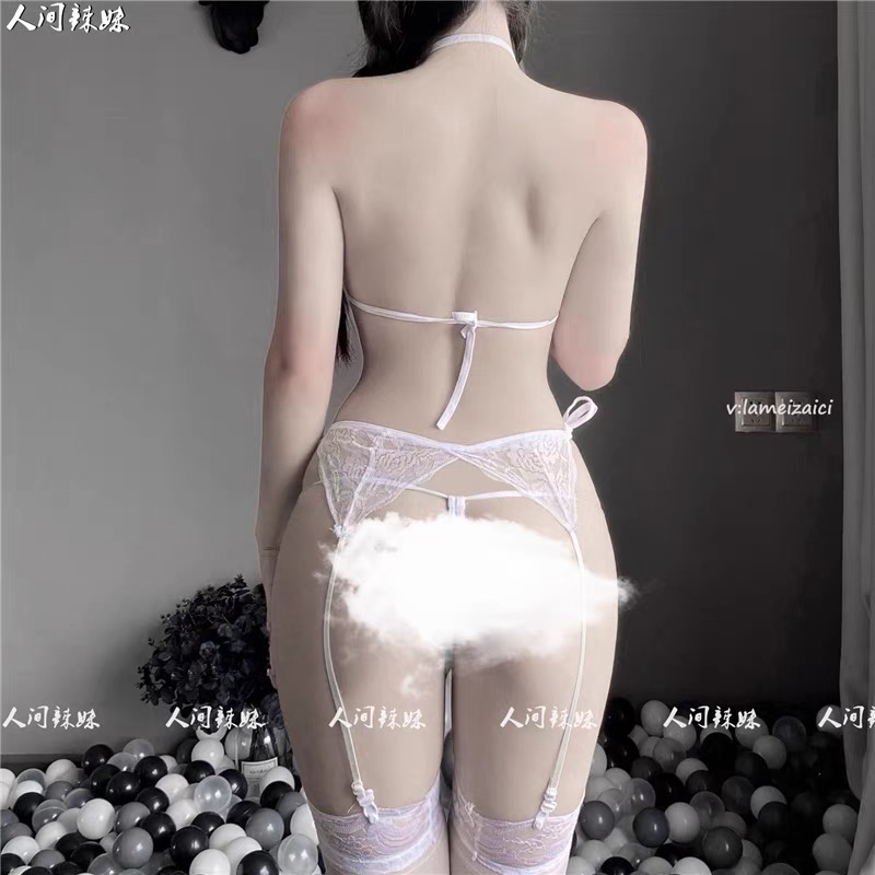 ชุดชั้นใน ชุดบิกินี่ ลูกไม้เซ็กซี่ ซีทรู สีชมพู เฉพาะบิกินี่ +G-string เข้าชุด(ไม่รวมสายรัด และถุงน่องจ้า) สำเนา สำเนา