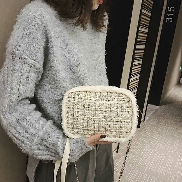 กระเป๋าแฟชั่น นำเข้า BY "BKK.BASIC♡" รุ่น "TWEDDY BOX" กระเป๋าทรง CROSSBODY