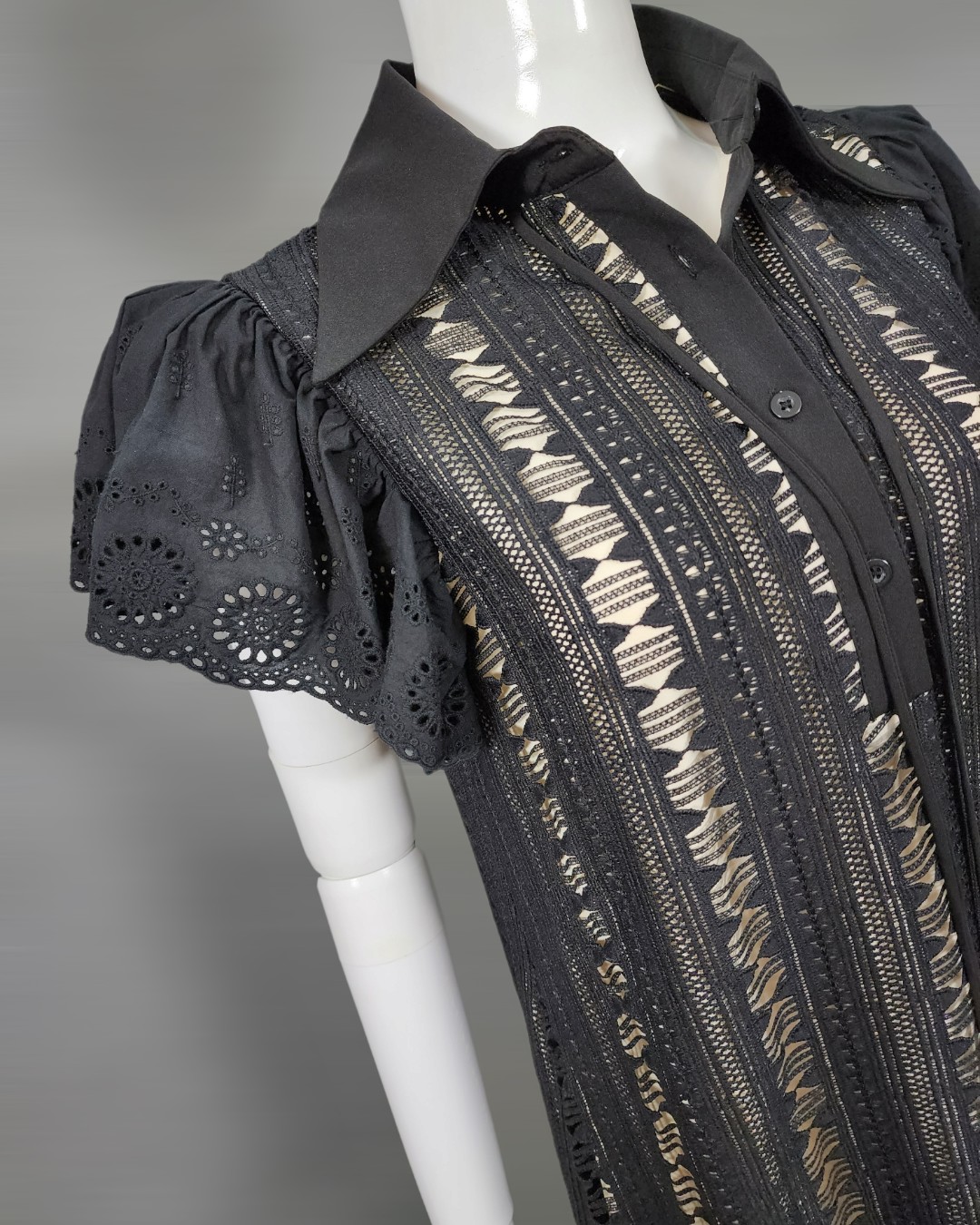 เดรสแฟชั่น เดรสเสื้อคอปกแขนระบาย กระโปรงทรงเอ แพทเทิร์นตัวหลวมใส่สบาย