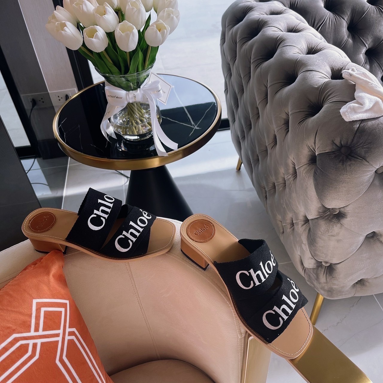 พร้อมส่ง ตัวใหม่ล่าสุด รองเท้าส้นสูง woody Mule high-heel chole งานชนช้อป ถ่ายจากสินค้าจริง พื้นไม้