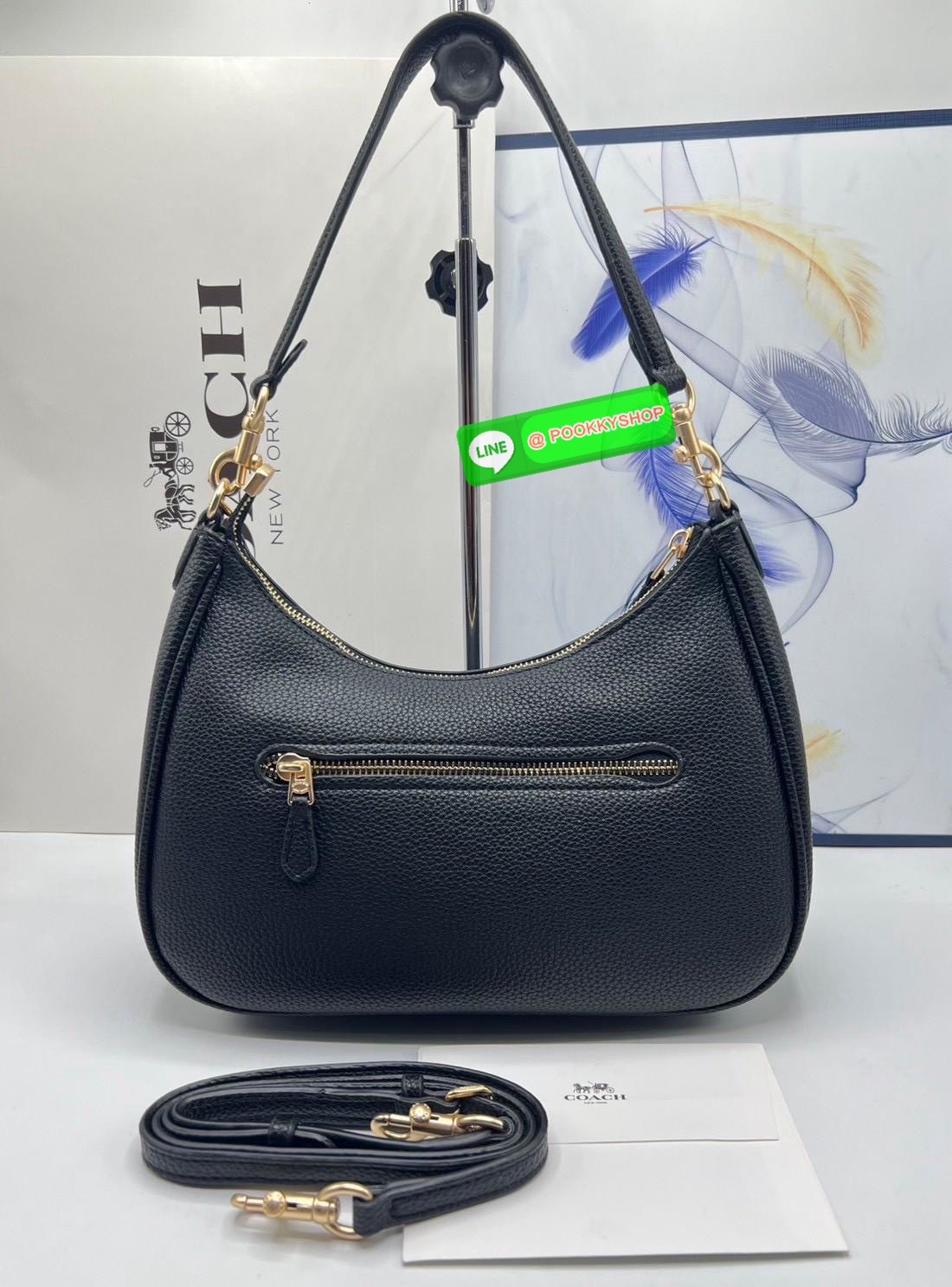 Coach Teri Hobo In Signature Canvas กระเป๋าคล้องไหล่และสะพายข้าง วัสดุแคนวาส+หนังแท้ เปิด-ปิดกระเป๋าแบบซิป ภายในโล่ง มีช่องซิป1ช่อง ช่องใส่ของจุกจิกอีก1ช่อง ด้านหลังมีช่องซิป1ช่อง มีสาย2เส้น สำหรับคล้องไหล่และสะพายข้าง