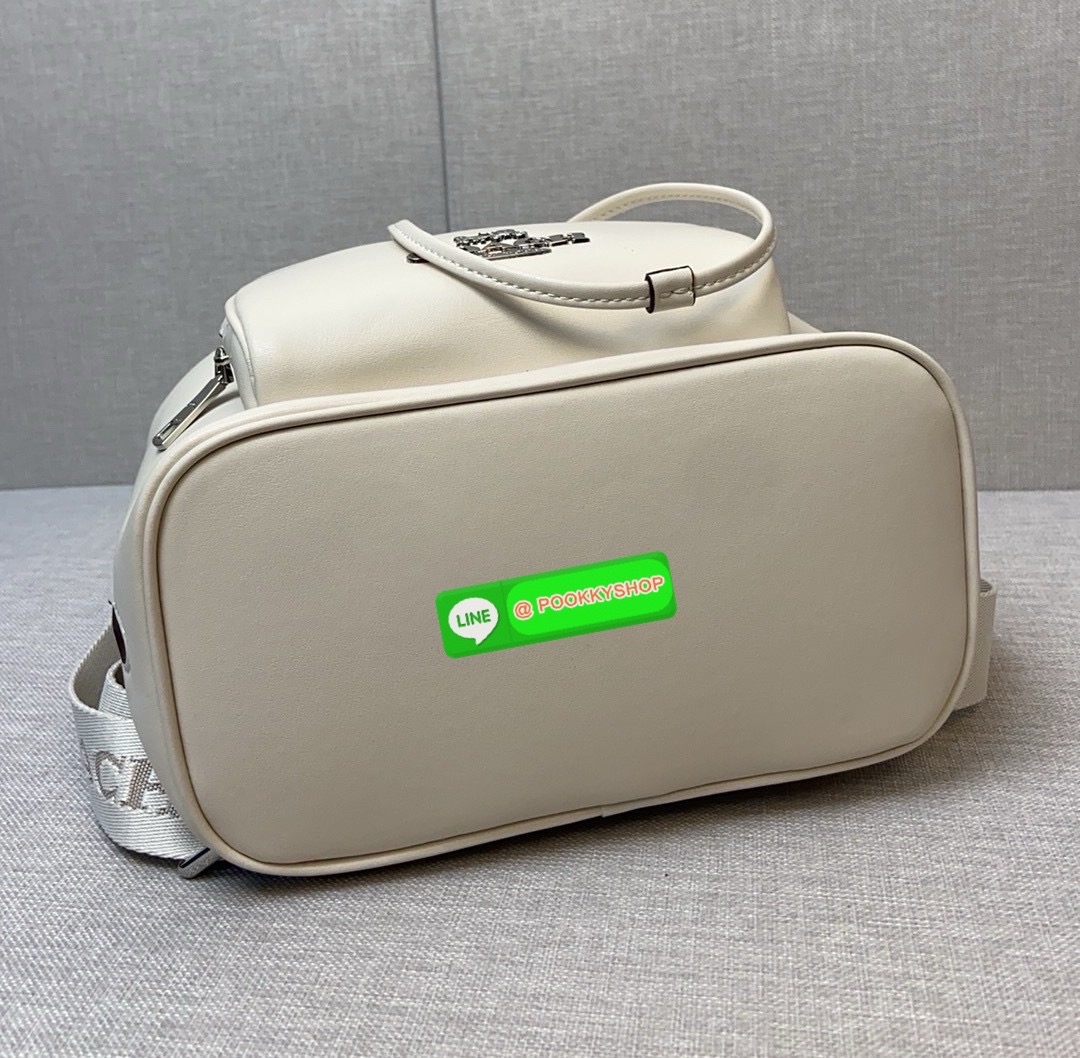 COACH PACE BACKPACK COACH CR100 | Refined calf leather | Inside zip and multifunction pockets | Drawstring and speedclip closures, fabric lining | Handle with 3" drop | Outside zip pocket | Outside zip access to interior |