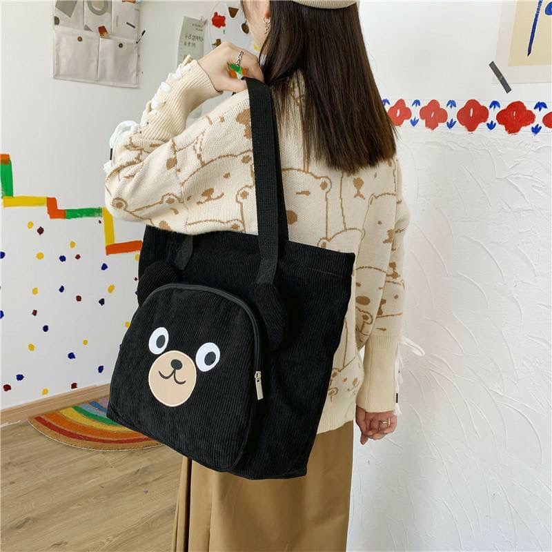 รุ่นใหม่ พร้อมส่ง!!!!!!! Shock Bear bagv(BP) ใครเห็นก็ต้องเอ็นดูว เจ้าหมีน้อย มาในผ้าลูกฟูก เพิ่มมิติด้วยช่องหน้าแต่งหูน้องหมี ประโยชน์ใช้สอยก็ไม่เบา ใบใหญ่จุเยอะ