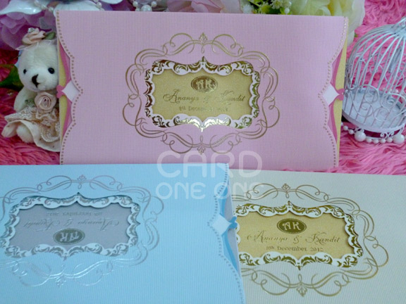 การ์ดแต่งงาน การ์ดเรียบหรู คลาสิค แนวนอน แบบสอด