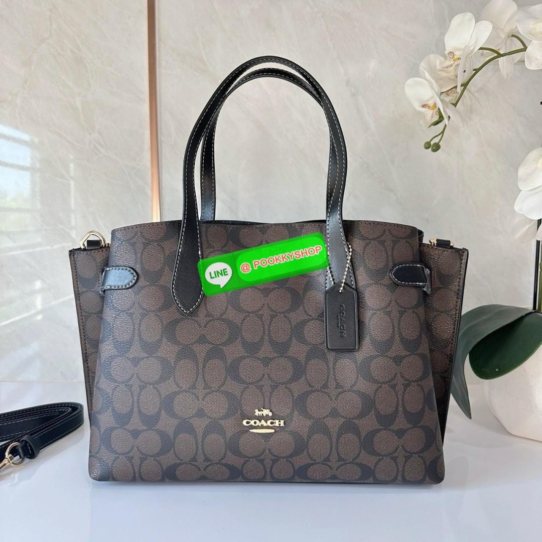 COACH HANNA CARRYALL IN SIGNATURE CANVAS (CH542) 🔖กระเป๋าสะพายไหล่/ถือ รูปทรงสวยหรู ลุคคุณนายมากแม่