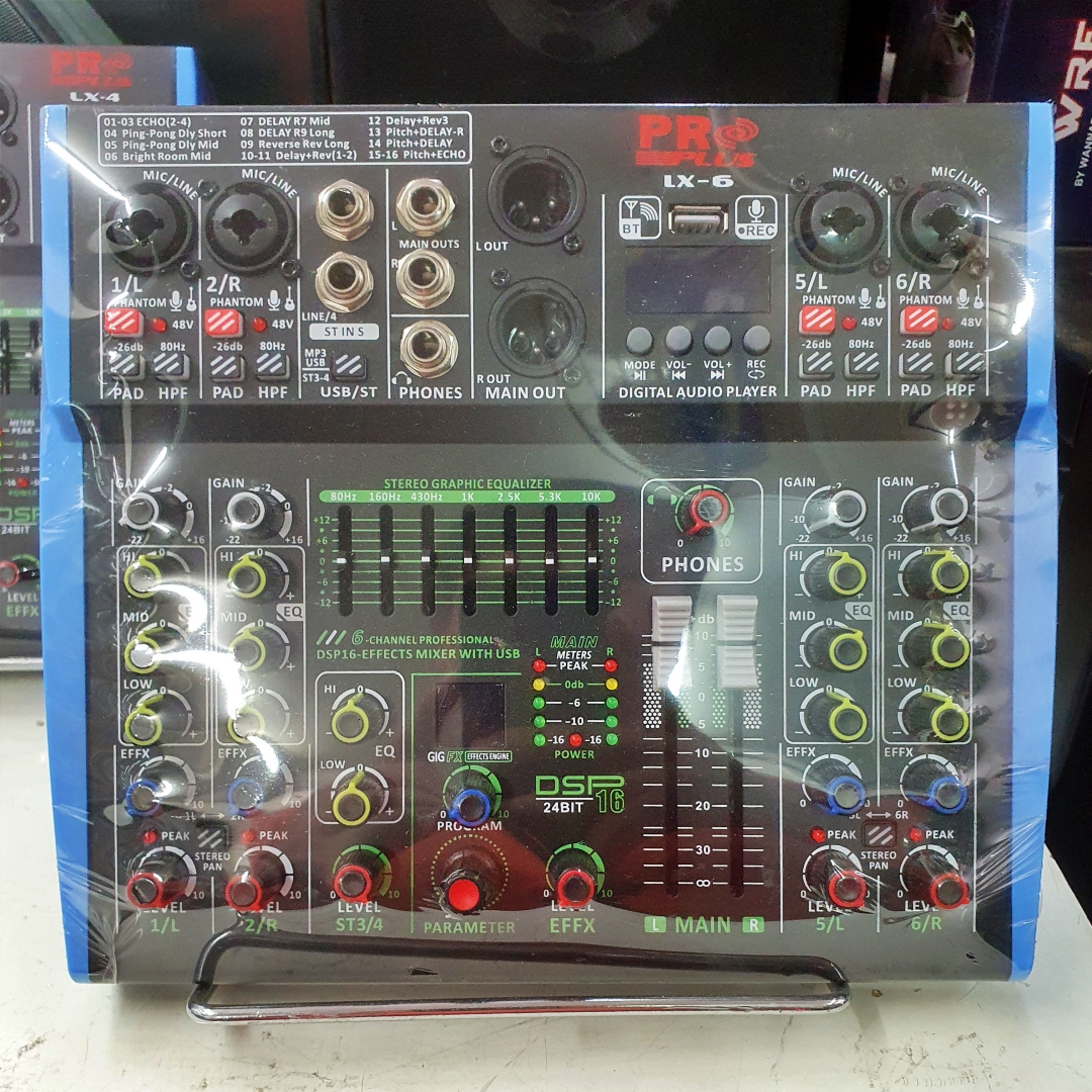 มิกเซอร์ MIXER 6 ch ยี่ห้อ PROPLUS โปรพลัส รุ่น LX-6