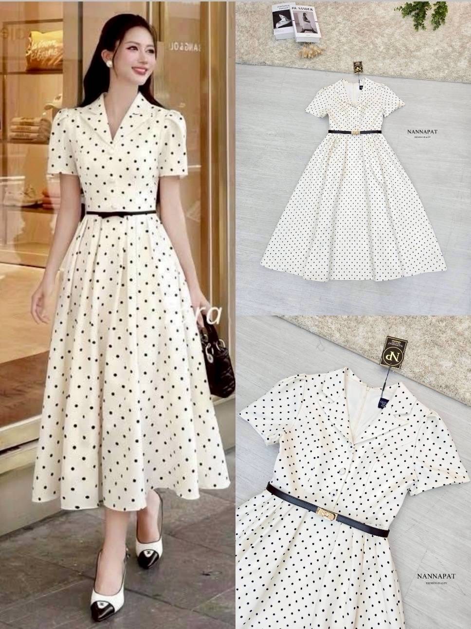 โปรดเรียกฉันว่าคนสวย 🤭 ถ้าได้ใส่แล้วสวยขึ้น 3 พัน% แน่นอนคะ งานเดรสยาว PolkaDot สุดฮอต สีละมุนตุ้นมากก ทรงสวยสุดๆ ผ้าดีเกิ๊นน พร้อมเข็มขัดสวยๆให้ใส่เก็บรูปเก็บทรง งานนี้ไม่อวยเยอะ ต้องได้ต้องโดนนะคะสาวๆ