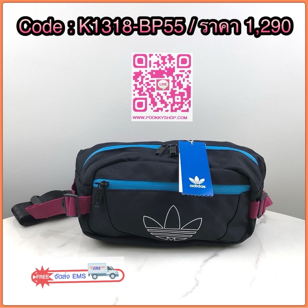 กระเป๋าสะพายคาดอกหรือคาดเอว Adidas ด้านหน้ามีช่องซิป 1 ช่อง ด้านข้างสามารถปรับขยายทรงได้ค่ะ ด้านบนเปิด - ปิดซิปคู่ ภายในโล่งและมีช่องซิป 1ช่อง ด้านหลังมีช่องซิปอีก 1 ช่องค่ะ หูจับสูง 9 cm สายสะพายปรับได้ Free Size