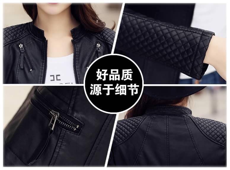 เสื้อผ้าแฟชั่นนำเข้า : เสื้อแจ็คเก็ต เสื้อหนังแฟชั่น พร้อมส่ง สีดำ หนัง PU คุณภาพงานพรีเมี่ยม งานเหมือนแบบ 100 % ค่ะ คอจีน หนังนิ่ม ใส่สบาย ดีเทลหัวไหล่เก๋ แขนยาว แต่งลายตารางช่วงแถบแขน สุดเท่ห์