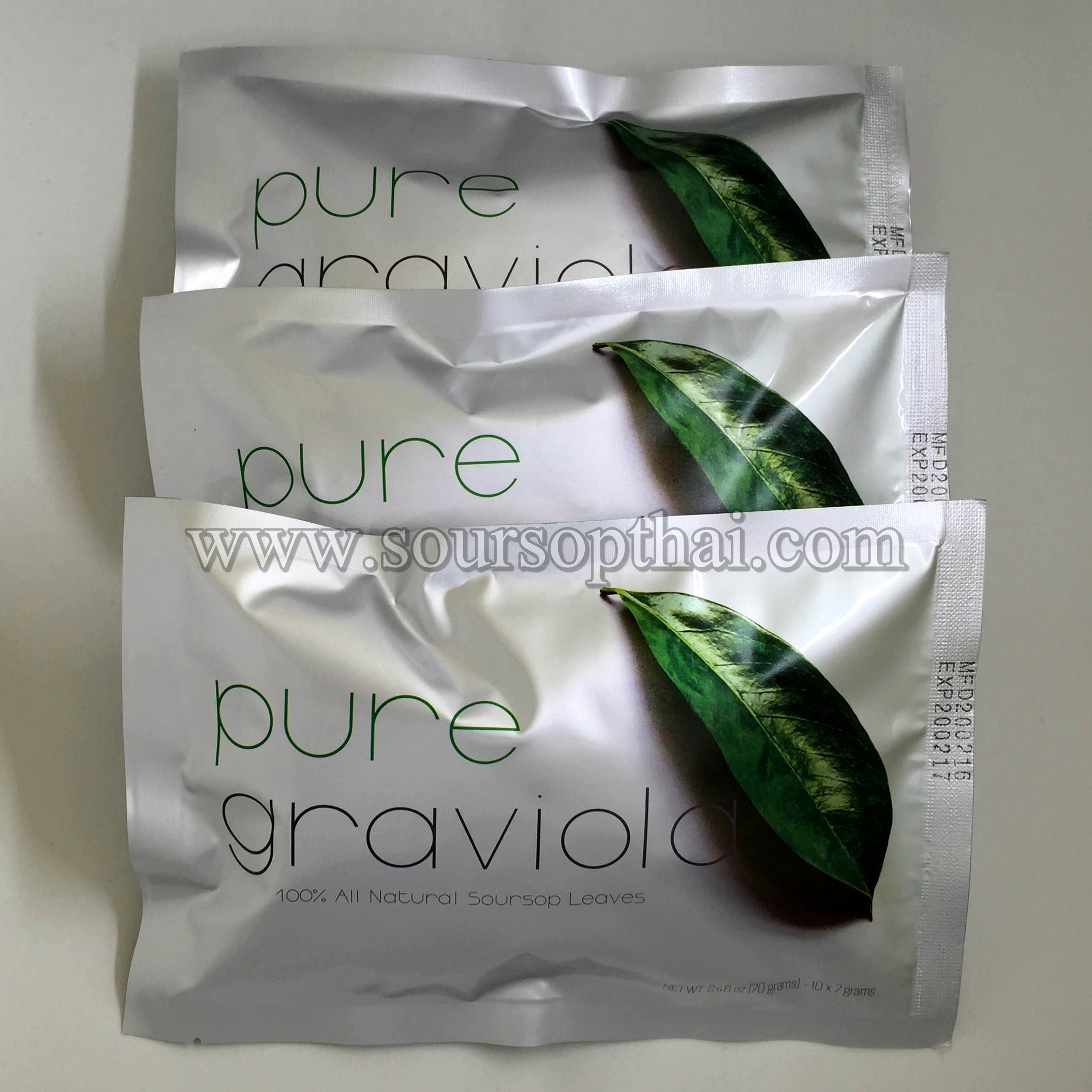 ใบทุเรียนเทศ 100% ในซองชา 7 กรัม 30 ซองชา (210 กรัม) (Pure Air Dried Soursop Leaves in Tea Bag 7Grams x30 =210Grams)
