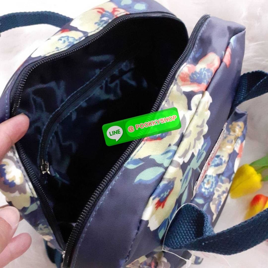 Best Seller !! Cath Kidston Multi Strap Backpack กระเป๋าสะพายเป้รุ่นมินิ แบรนด์ดังสไตล์วินเทจสุดฮิต วัสดุ Canvas เคลือบกันน้ำสามารถเช็ดทำความสะอาดได้ เปิดปิดด้วยซิปสะดวกใช้ ด้านหน้าประดับโลโก้แบรนด์ พร้อมช่องซิปด้านนอกใส่กระเป๋าสตางค์ มือถือได้ ด้านในมีช่