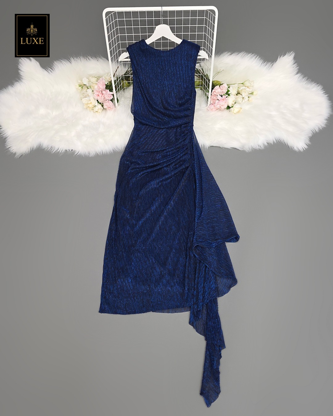 เดรสแฟชั่น มีดี้เดรสเสื้อคอกลมแขนกุด กระโปรงทรงสอบ