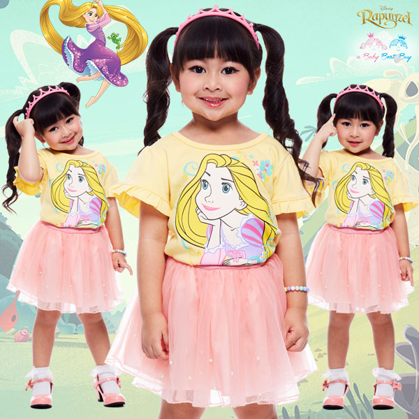 (Size 4-6-8)เสื้อยืดเด็กผู้หญิง แขนสั้น สีเหลือง สกรีนลาย Disney Rapuzel สุดน่ารัก ผ้าดีใส่สบาย ดิสนีย์แท้ ลิขสิทธิ์แท้ (สำหรับเด็กอายุ 4-8 ปี)