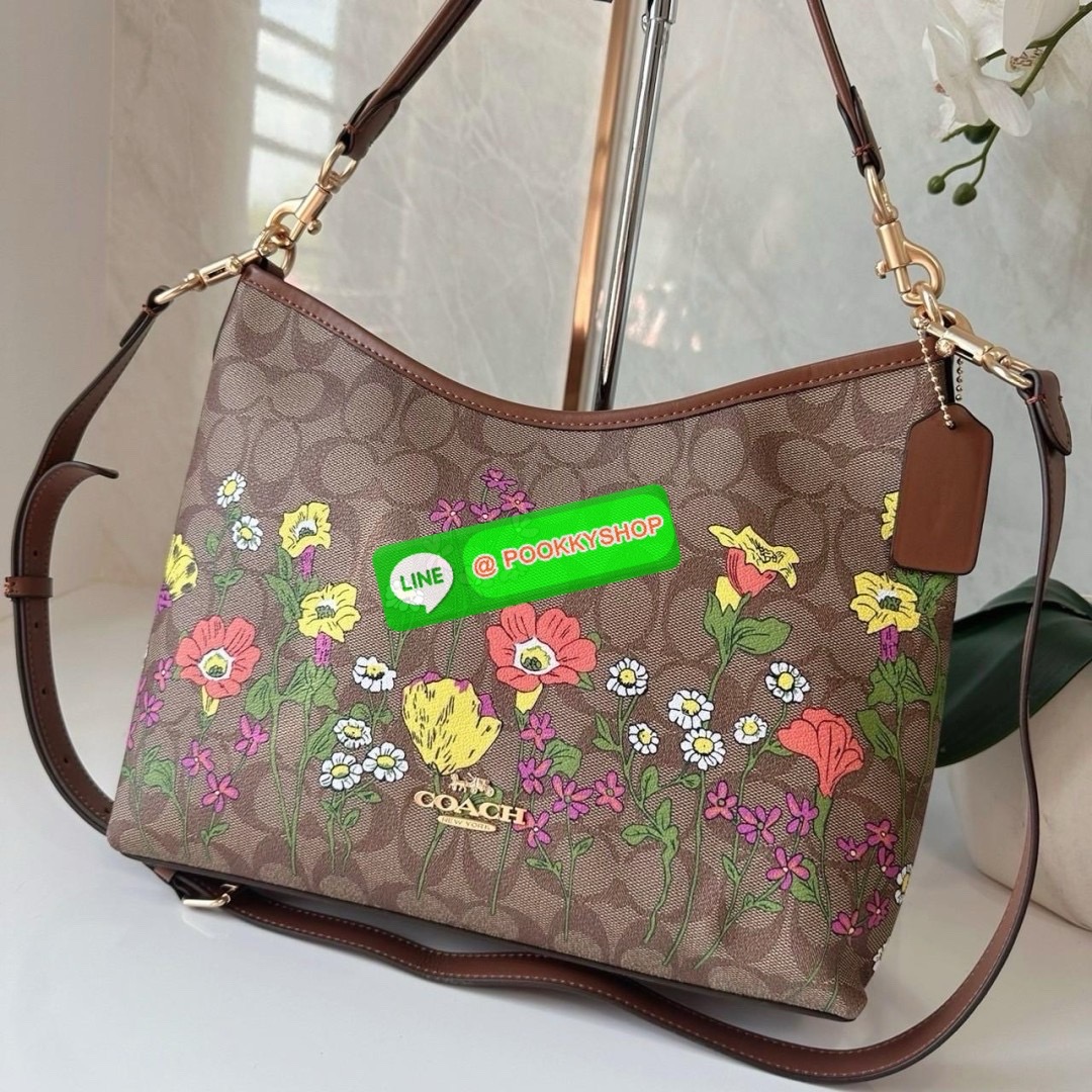 COACH LAUREL SHOULDER BAG IN SIGNATURE CANVAS WITH FLORAL PRINT (CR150) 🔖กระเป๋าถือ/สะพายข้าง คอลเลคชั่นใหม่ โดดเด่นปริ้นลายดอกไม้