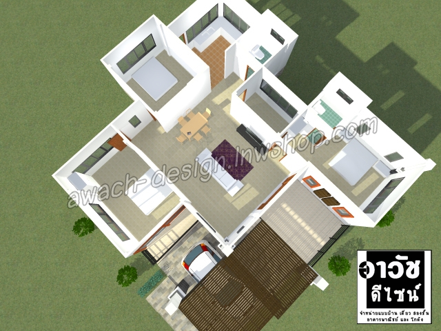 B112 แบบบ้านชั้นเดียว 3 ห้องนอน