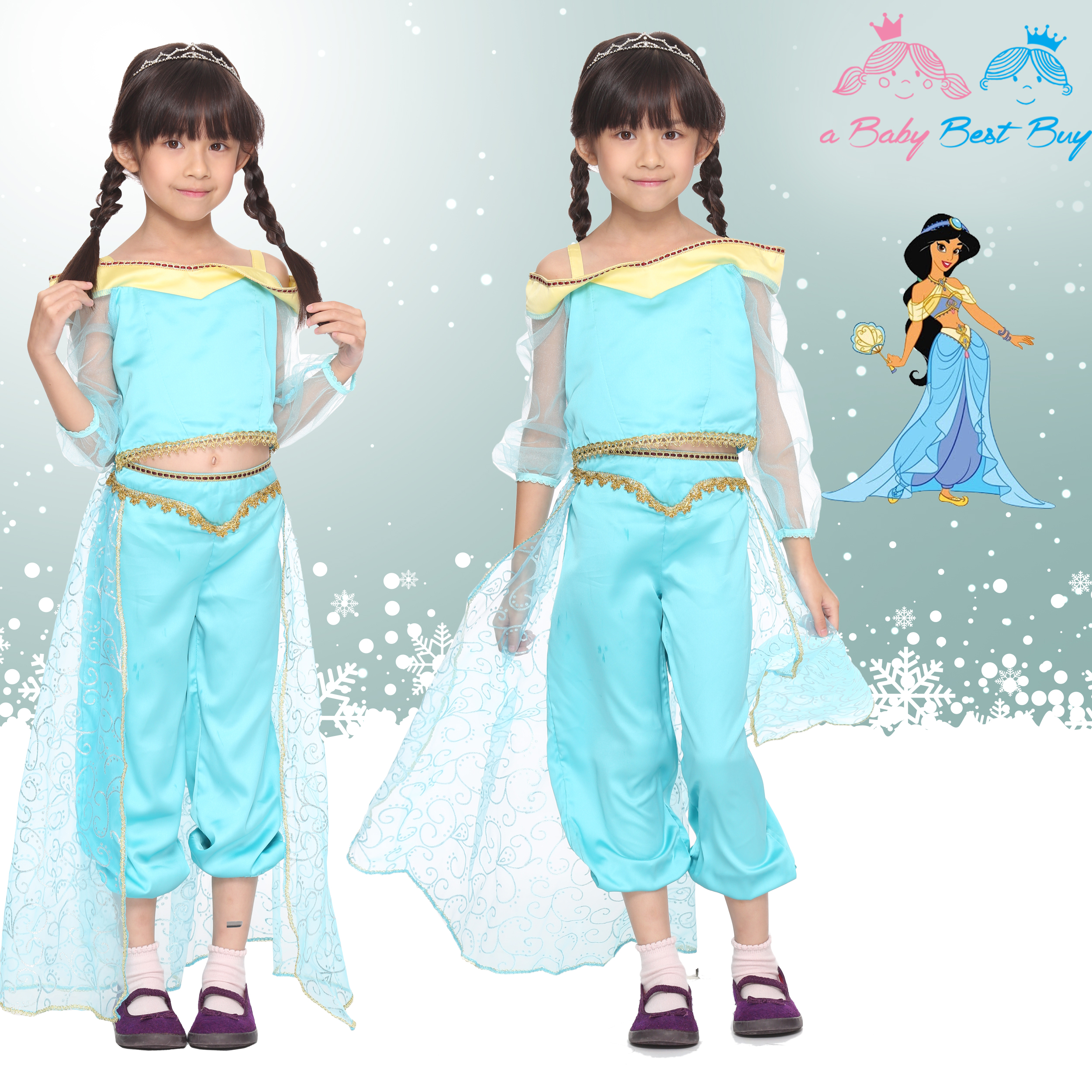 ฮ #ชุดแฟนซี Jasmine Princess ชุดแฟนซีเจ้าหญิง ชุดแฟนซีเด็ก เจ้าหญิงจัสมิน ผ้าดี ใส่สบาย (สำหรับเด็กอายุ 2-9 ปี)