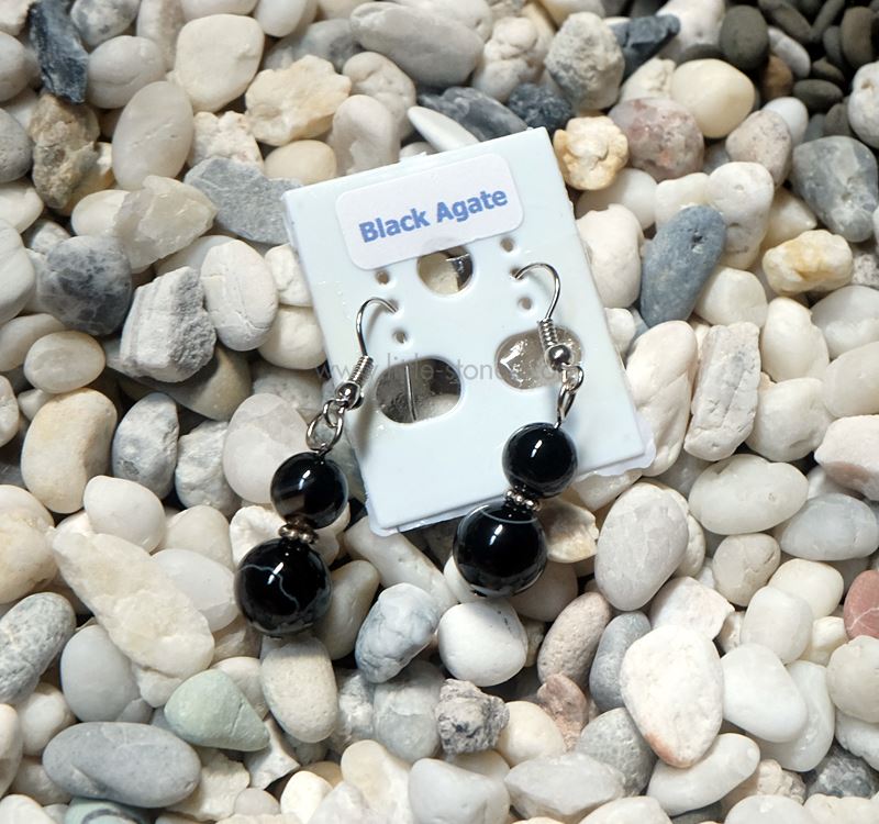 ++ ต่างหู Black Agate แบล็คอาเกต ++