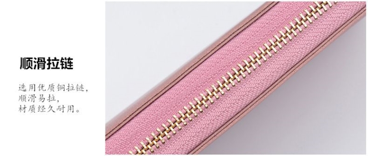Purse Bags Wallet For Women Ladies Bag Long Pocket Leather กระเป๋าสตางค์ใบยาวแบบซิปรอบ CHERRY มีสายคล้องมือ