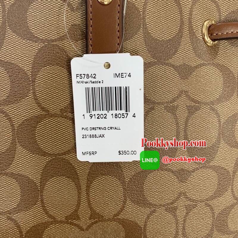 COACH กระเป๋า DRAWSTRING CARRYALL IN SIGNATURE COATED CANVAS F57842