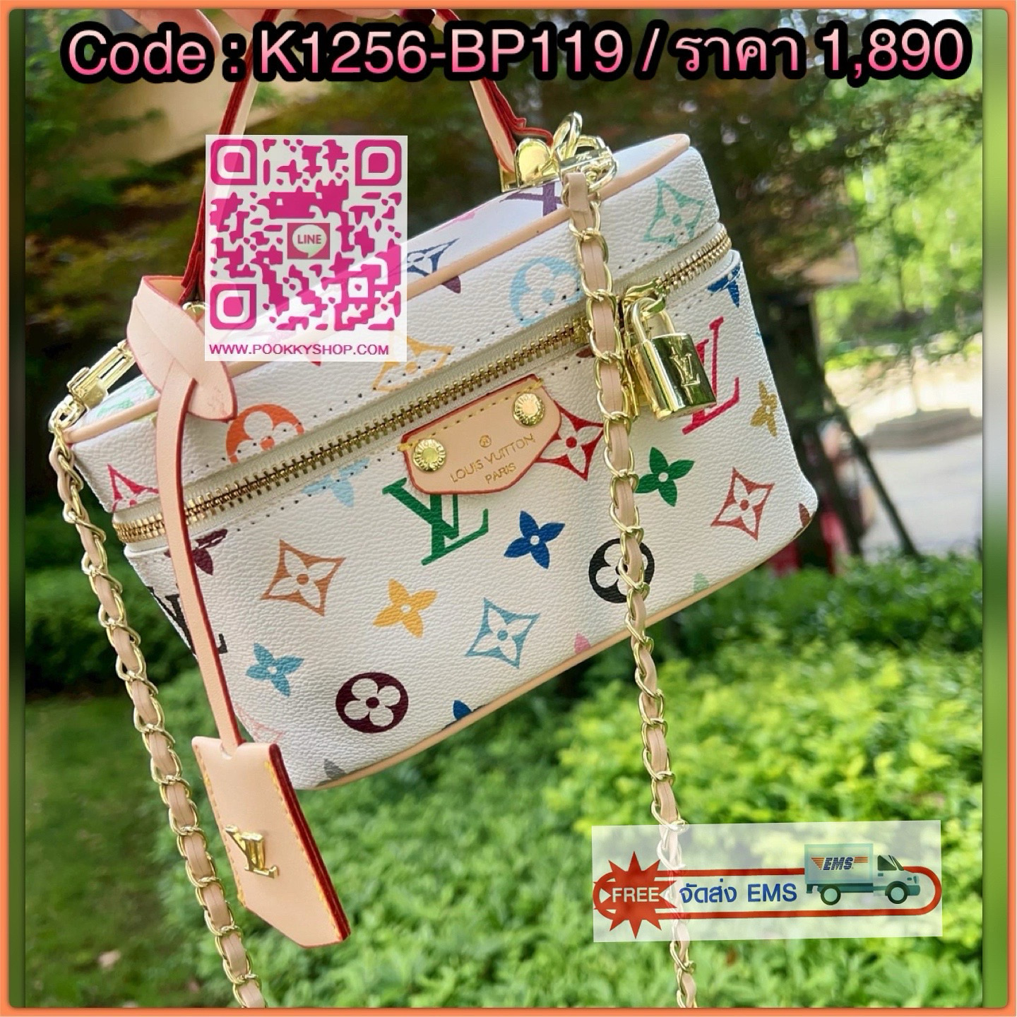NEW ARRIVAL! **สินค้าเข้าใหม่** สุดฮอตกับน้องมินิๆสุดคลาสสิค ที่พกพาไปไหนมาไหนได้ตลอด สีสันสดใสสวยสะดุดตา ไม่ดูฉูดฉาดค่า! LOUIS VUITTON X MURAKAMI VANITY CHAIN POUCH MUITICOLOTED MONOGRAM ((Premium gift ตปท.))