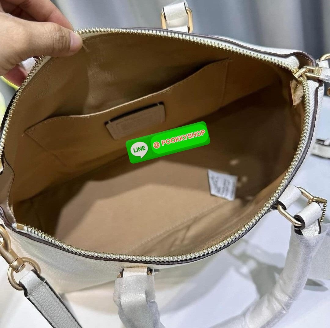 COACH CR157 GEORGIA SATCHEL IN SIGNATURE CANVAS GOLD/KHAKI SADDLE 2 COACH STYLE # CR157 | Signature coated canvas and smooth leather | Inside multifunction pocket | Zip-top closure, fabric lining | Handles with