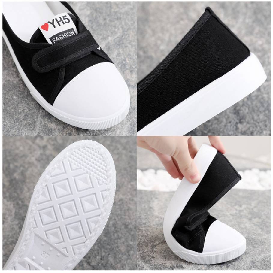 สดใส น่าร๊ากก มีสไตล์ Restock พร้อมส่งเลยจ้า รองเท้าผ้าใบแบบสวม ดีไซน์เรียบๆเก๋ๆ วัสดุผ้าแคนวาสเนื้อนุ่ม ใส่สบาย คล่องตัวไม่มีสายคาดเมจิกเทปด้านหน้า เพิ่มความเก๋แค่ลอกๆแปะๆไม่ต้องผูกเชือก แมชชุดไหนก็เก๋ ดู Chic & Cool มั่กๆ พื้นยาง 1.5 c.m. เหนียวหนึบยึดเ