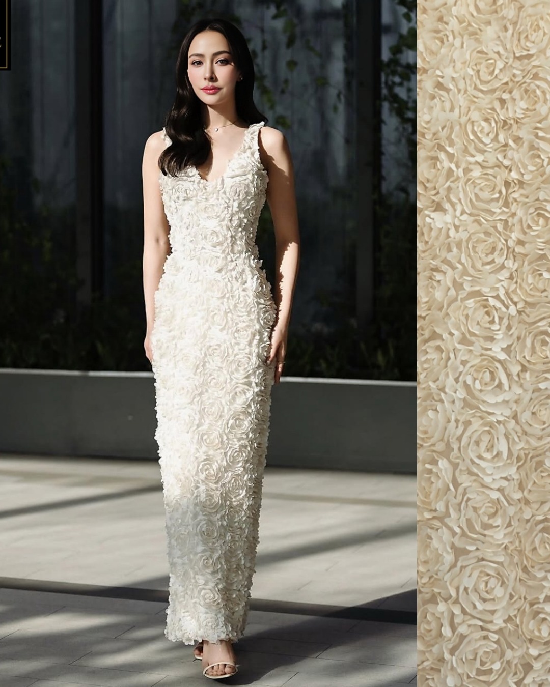 เดรสแฟชั่น เดรสเสื้อคอวีแขนกุด ทรงเข้ารูป