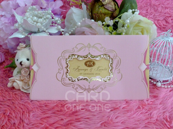การ์ดแต่งงาน การ์ดเรียบหรู คลาสิค แนวนอน แบบสอด