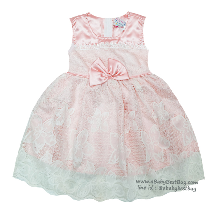 ( Size2-3-4)ชุดเดรสราตรีแขนกุดสีชมพู เด็กผู้หญิง สุดน่ารัก ใส่สบาย (สำหรับเด็กอายุ 2-4 ปี)