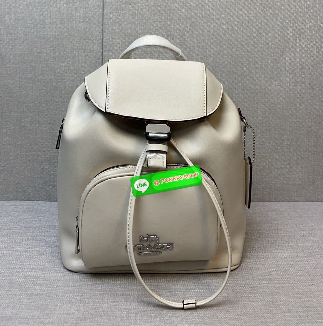 COACH PACE BACKPACK COACH CR100 | Refined calf leather | Inside zip and multifunction pockets | Drawstring and speedclip closures, fabric lining | Handle with 3" drop | Outside zip pocket | Outside zip access to interior |