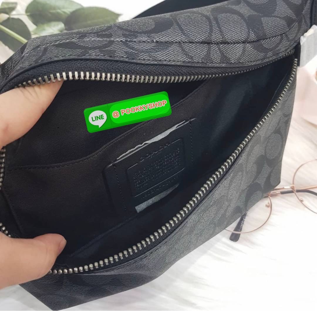 Coach GRADE BELT BAG IN SIGNATURE CANVAS (COACH C1411) Signature coated canvas and refined calf leather| Inside multifunction pocket| Zip closure, fabric lining| Outside zip pocket| Adjustable strap for wear at waist