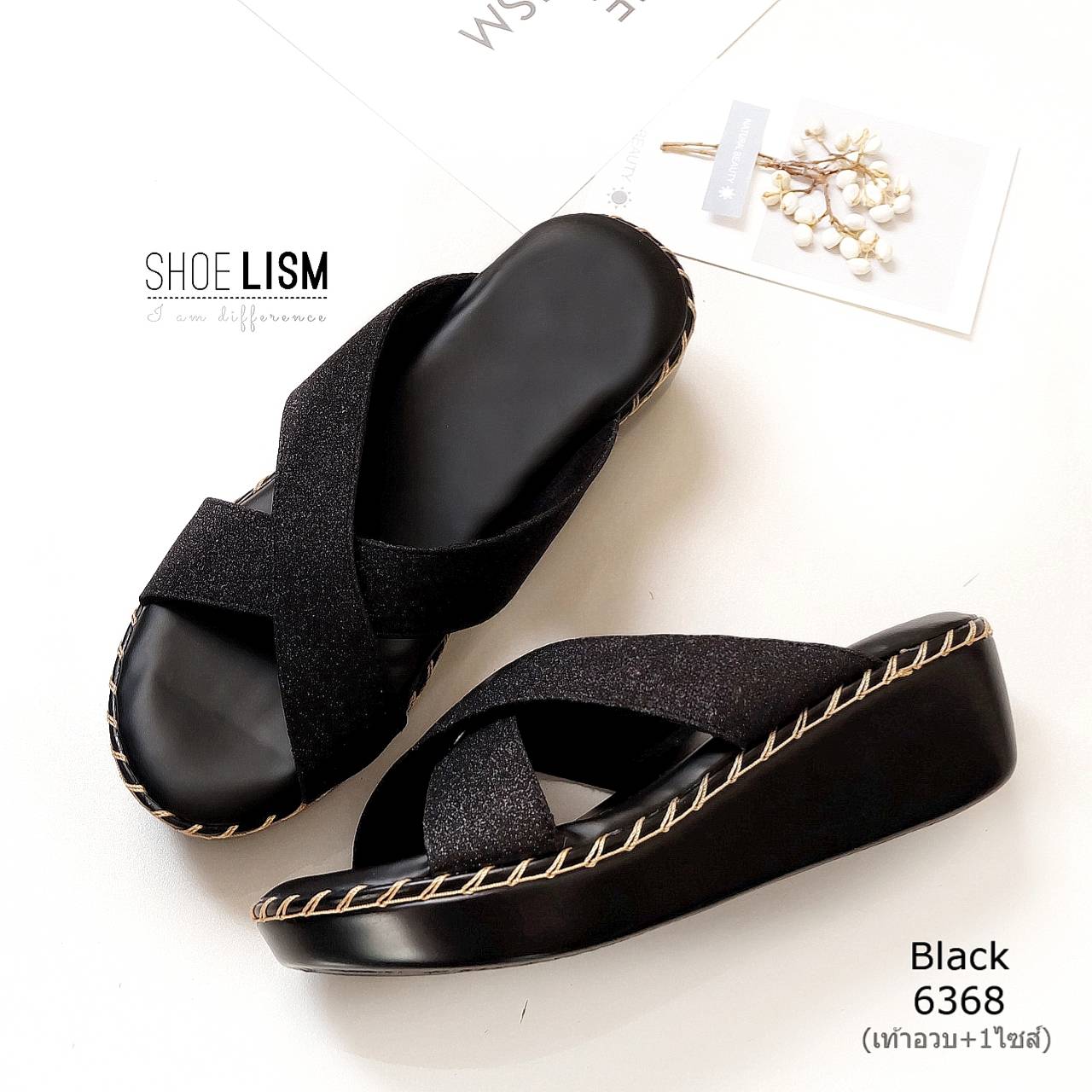 สินค้าพร้อมส่ง มาใหม่คร้าางานหน้าไขว้ รองเท้าลำลองส้นเตารีด สวมใส่ง่าย ใส่สบาย พื้นนิ่ม แมทซ์กับชุดไหนก็เก๋ๆๆคร้าา!👍