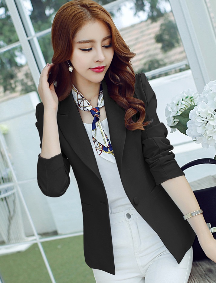 เสื้อสูทเบลเซอร์ มีซับในซ่อนตะเข็บอย่างดี กระดุมผ้า มีกระเป๋าจริง R1134 สีดำ