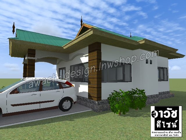 B107 แบบบ้านชั้นเดียว 2 ห้องนอน