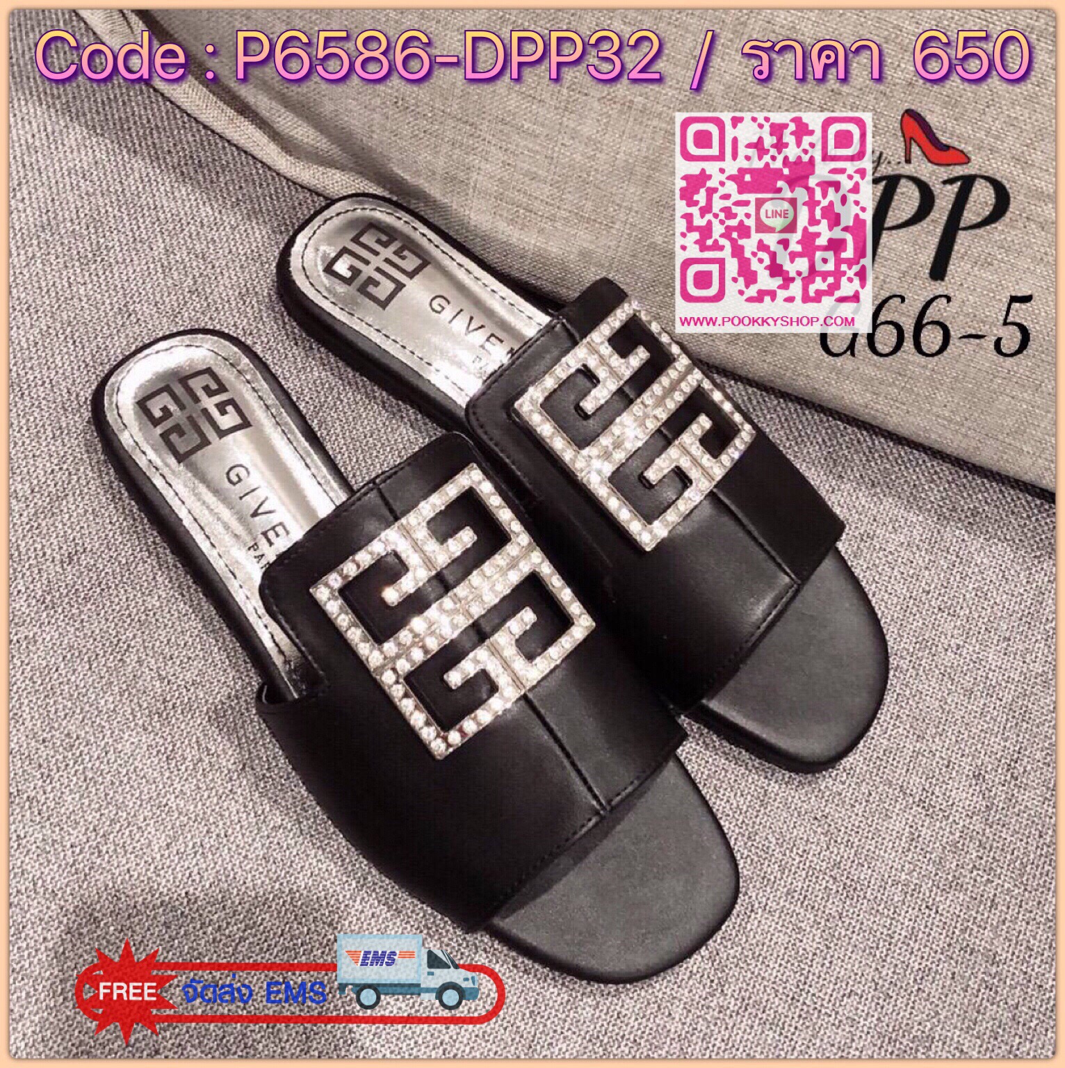 G66-5 พร้อมส่ง ฮอตๆๆๆ เลยคะ ตัวนี้ เพิ่งมาคะ แตะ givenchy เพชร ตัวใหม่ล่าสุด ปีนี้ รองเท้าแตะหน้าเพชร ส้นแบน หนังนิ่ม ทรงสวยมาก เก็บหน้าเท้าได้ดี สาวหน้าเท้ากว้างใส่ได้จ้า